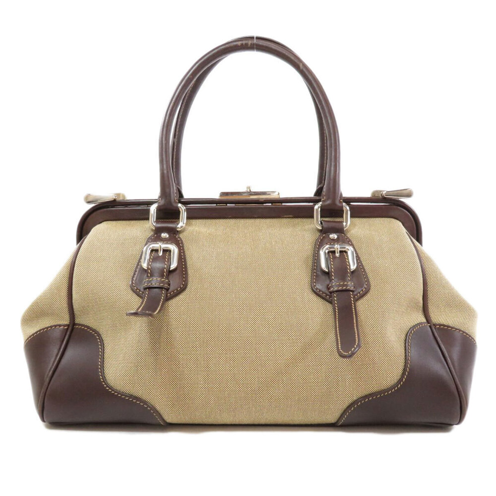 Prada tote motif bag logo leather canvas
